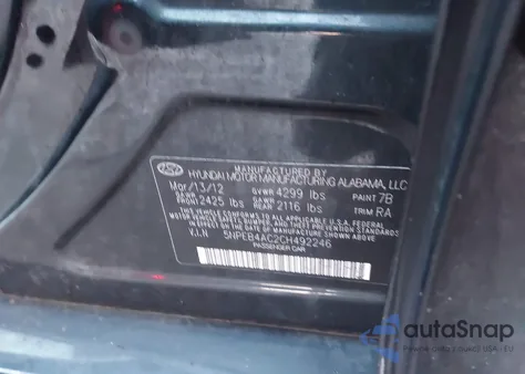 2012 Hyundai Sonata Gls from USA, damaged, VIN 5NPEB4AC2CH492246
